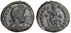 Ancient Coins - Theodosius I Nummus "Constantinopolis Seated Facing, O Left"