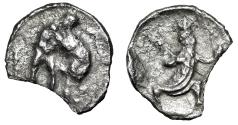 Ancient Coins - Cilicia, Mallos AR Obol "Herakles Wrestling Lion & King Kneeling" Very Rare