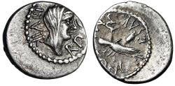 Ancient Coins - Marc Antony & Octavian AR Quinarius "Concordia & Clasped Hands Caduceus" nEF