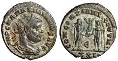 Ancient Coins - Maximian Silvered Antoninianus "Emperor & Jupiter" Cyzicus About Extremely Fine