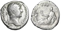 Ancient Coins - Hadrian AR Denarius "Egypt Reclining, Ibis on Column" Rome