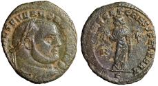 Ancient Coins - Severus II as Caesar AE Follis "Carthage Holding Fruits" Rare