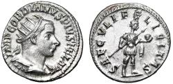 Ancient Coins - Gordian III AR Antoninianus "SAECVLI FELICITAS Spear & Globe" Extremely Fine