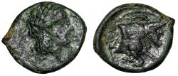 Ancient Coins - Campania, Neapolis AE13 "Forepart of Man-Headed Bull" Rare