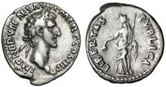Ancient Coins - Nerva AR Denarius "Libertas, Pileus" Rome 97 AD Attractive VF