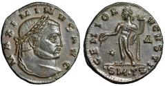 Ancient Coins - Maximinus I Daia Follis "GENIVS AVGVSTI Genius Star" Thessalonica Extremely Fine
