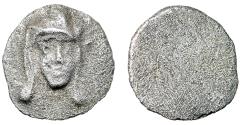 Ancient Coins - Caria (or Ionia), Uncertain AR Hemiobol "Facing Portrait / Blank" Extremely Rare