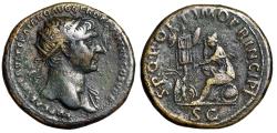 Trajan Sestertius Spes Walking RIC 519 Scarcer Portrait Variety nVF