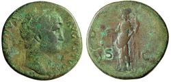 Ancient Coins - Hadrian Sestertius "Moneta Holding Scales" Fine