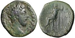 Ancient Coins - Marcus Aurelius Sestertius "Jupiter Seated" Rome 172-183 AD