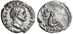 Ancient Coins - Vespasian Judea Captive AR Denarius "Jewess Mourning by Trophy" Extremely Fine