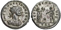 Ancient Coins - Aurelian Silvered Antoninianus "Woman & Emperor" Serdica Choice Extremely Fine