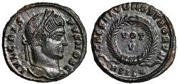 Ancient Coins - Crispus as Caesar Nummus "CAESARVM NOSTRORVM Wreath" Siscia Extremely Fine