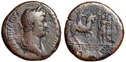 Ancient Coins - Hadrian Sestertius "EXERC DACICVS Riding Horse, Three Soldiers" Fine Rare