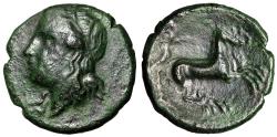 Ancient Coins - King of Syracuse: Hiketas II "Kore & Nike Driving Biga" Fine