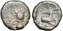 Ancient Coins - Ionia, Ephesos AR Obol "Bee & Stag Forepart" Rare