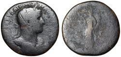 Ancient Coins - Hadrian Sestertius "Portrait / Moneta with Scales" Rome