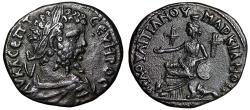 Ancient Coins - Septimius Severus AE28 of Markianopolis "Cybele Seated" Good Very Fine