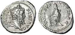 Ancient Coins - Septimius Severus AR Denarius "VOTA SVSCEPTA XX Emperor at Altar" RIC 308 VF