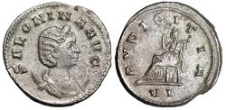 Ancient Coins - Salonina (Wife of Gallienus) AR Antoninianus "Pudicitia Seated" Good Very Fine