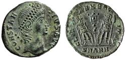 Ancient Coins - Constantius II "GLORIA EXERCITVS Soldiers" Antioch Mint State