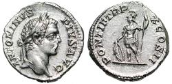 Ancient Coins - Caracalla AR Denarius "Mars With Spear & Shield" Rome Good Very Fine