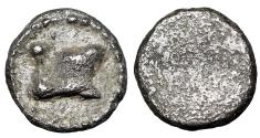 Ancient Coins - Cilicia, Uncertain (Mallos ?) AR Tetartemorion "Astragalos / Blank" Very Rare
