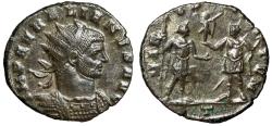 Ancient Coins - Aurelian AE Antoninianus "VIRT MILITVM Emperor & Soldier" Rome RIC 56 nEF
