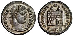 Ancient Coins - Constantine I The Great Silvered Nummus "Campgate' Cyzicus Choice Extremely Fine