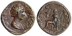 Ancient Coins - Diva Faustina I Senior Sestertius "Aeternitas Seated, Phoenix" Good Very Fine