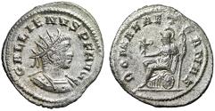 Ancient Coins - Gallienus AR Antoninianus "ROMAE AETERNAE Roma Enthroned" Antioch Extremely Fine