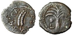 Ancient Coins - Judaea, Marcus Ambibulus Prefect Under Augustus "Curved Grain & Palm Tree"