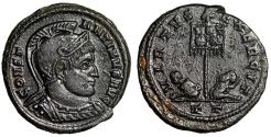 Ancient Coins - Constantine I The Great "Helmeted Portrait & Captives" Ticinum Very Fine