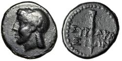 Ancient Coins - Sicily, Syracuse AE15 "Apollo Left & Long Torch" VF Scarce