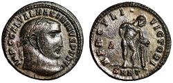 Ancient Coins - Maximinus II Daia Silvered Follis "Hercules, Club" Heraclea Rare Extremely Fine