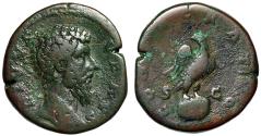 Ancient Coins - Divus Lucius Verus Sestertius "Eagle on Globe" Rome Very Fine
