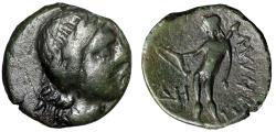 Ancient Coins - Sicily, The Mamertini AE20 "Apollo Portrait & Standing with Bow" Very Rare VF