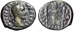 Ancient Coins - Septimius Severus AR Denarius "Legionary Eagle, Standards" Legion 14 Scarce