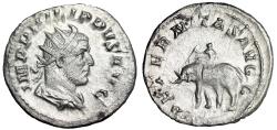 Ancient Coins - Philip I The Arab AR Antoninianus "Elephant with Driver" Rare