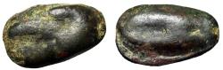 Ancient Coins - Sicily, Akragas AES Grave Oval Onkia "Head of Eagle, Crab Claw" Rare