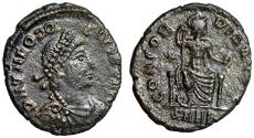 Ancient Coins - Theodosius I "Roma Seated Facing" Heraclea Very Rare Mintage