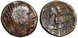 Ancient Coins - Thrace, Thasos AE22 "Veiled Demeter / Jugate Dioscuri Portraits" Rare