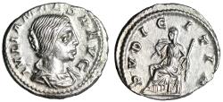 Ancient Coins - Julia Maesa (Grandmother of Elagabalus) AR Denarius "Pudicitia" Extremely Fine