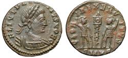 Ancient Coins - Delmatius Caesar Nummus "Two Soldiers" Cyzicus Mint Extremely Fine
