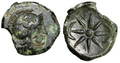 Ancient Coins - Pontos, Uncertain AE19 "Helmeted Athena / Star, Crescents" Extremely Rare