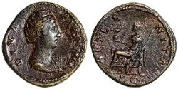 Ancient Coins - Diva Faustina I Senior Posthumous Sestertius "Aeternitas Seated" Good Very Fine