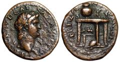 Ancient Coins - Nero AE Semis "Table, Griffins and Shield" Very Rare