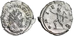 Ancient Coins - Postumus AR Antoninianus "Sol Walking, Whip" Choice Extremely Fine