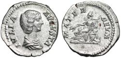Ancient Coins - Julia Domna AR Denarius "Cybele on Throne, Lions" About Extremely Fine