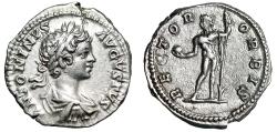 Ancient Coins - Caracalla AR Denarius "RECTOR ORBIS Sol with Globe"